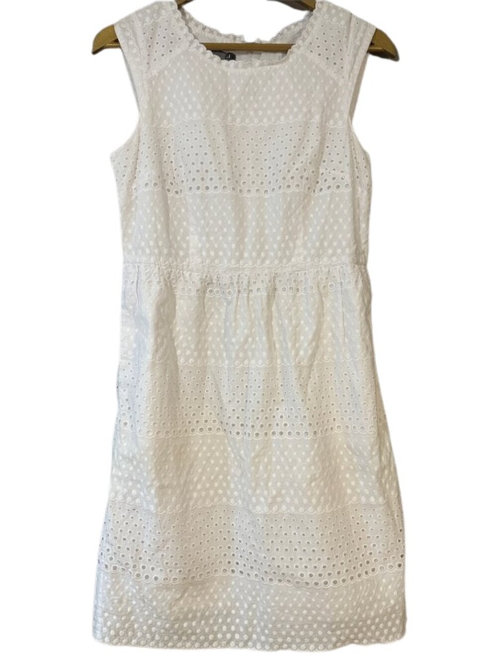 Roz & Ali White Eyelet Lace Sleeveless Dress Size 10 Cotton Lined